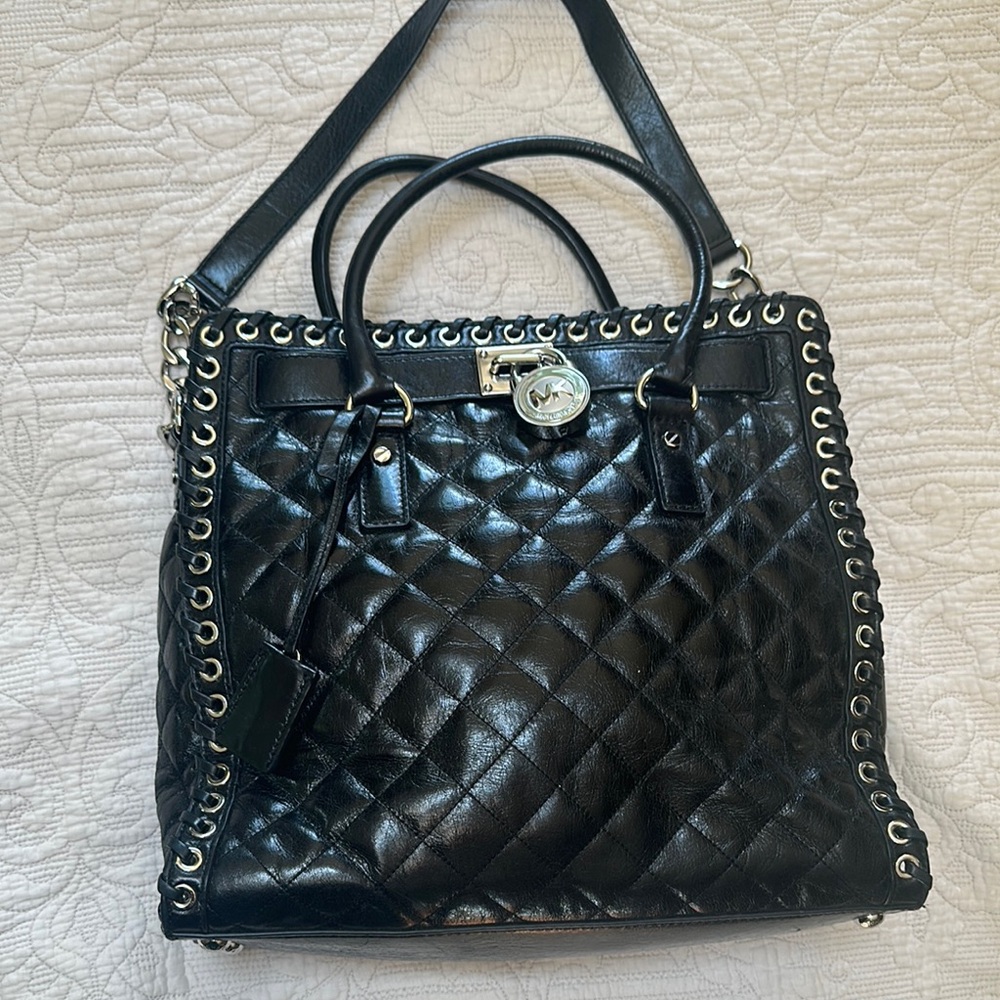 Michael Kors Black Quilted Grommet Hamilton